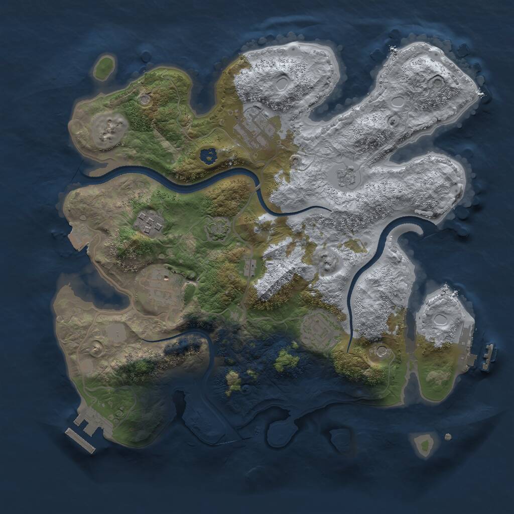 Rust Map: Procedural Map, Size: 3000, Seed: 8004, 10 Monuments