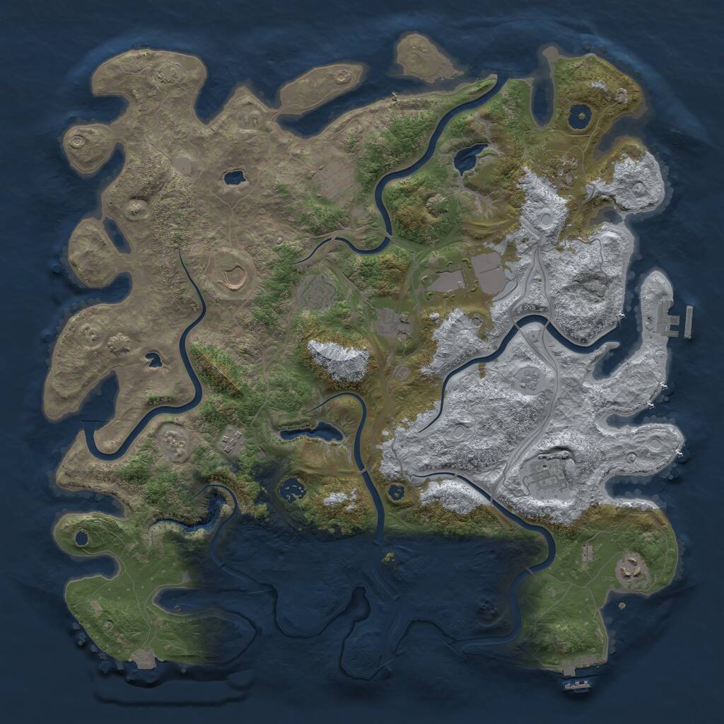 Rust Map: Procedural Map, Size: 4500, Seed: 115965367, 16 Monuments