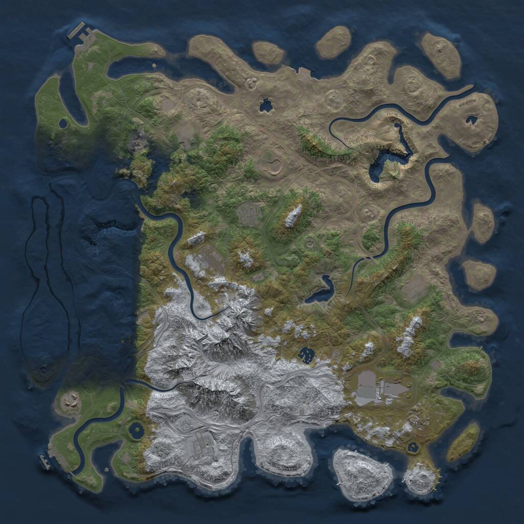 Rust Map: Procedural Map, Size: 5000, Seed: 1256188149, 17 Monuments
