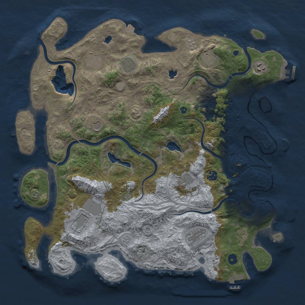 Rust Map: Procedural Map, Size: 4500, Seed: 873989, 16 Monuments