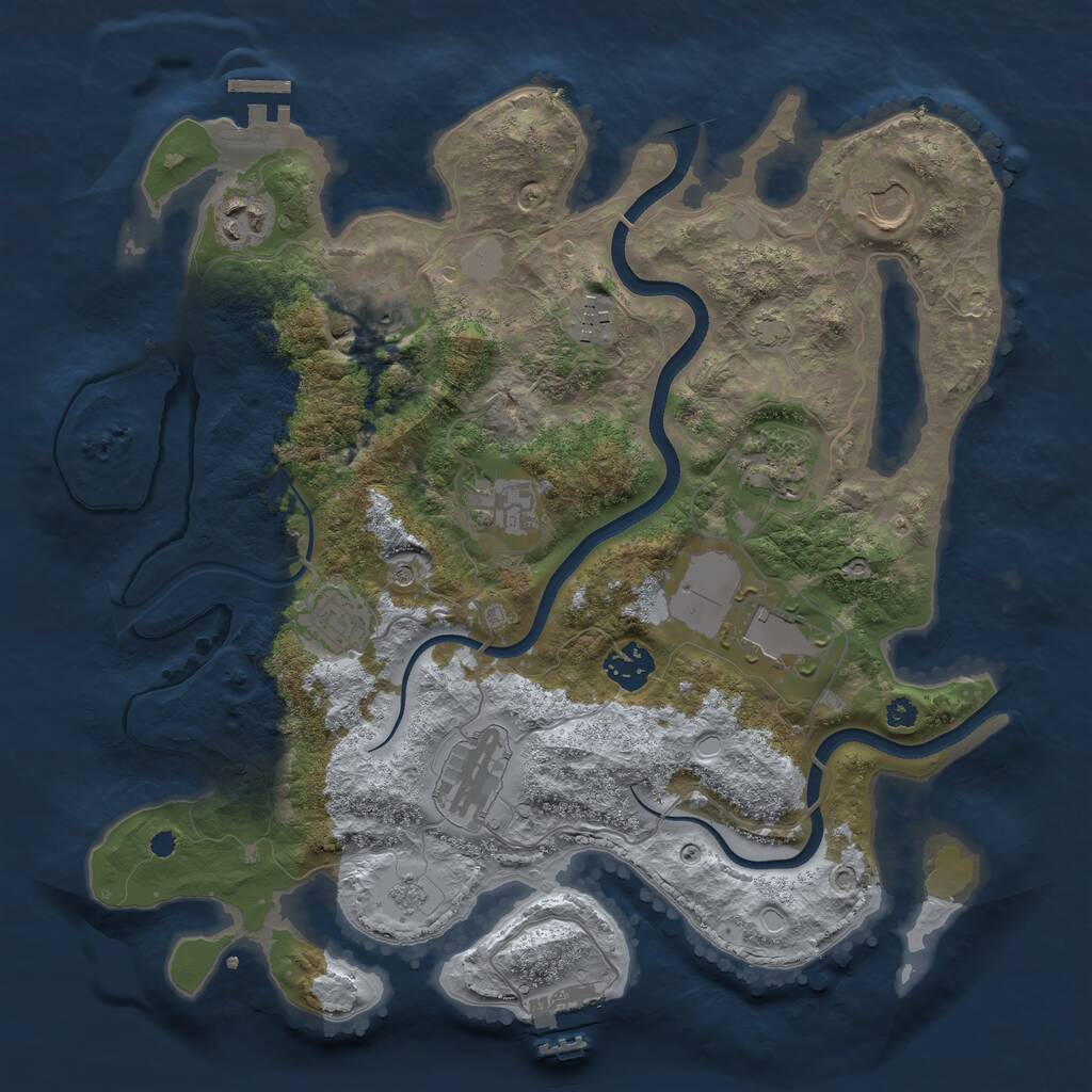 Rust Map: Procedural Map, Size: 3500, Seed: 1924197411, 16 Monuments