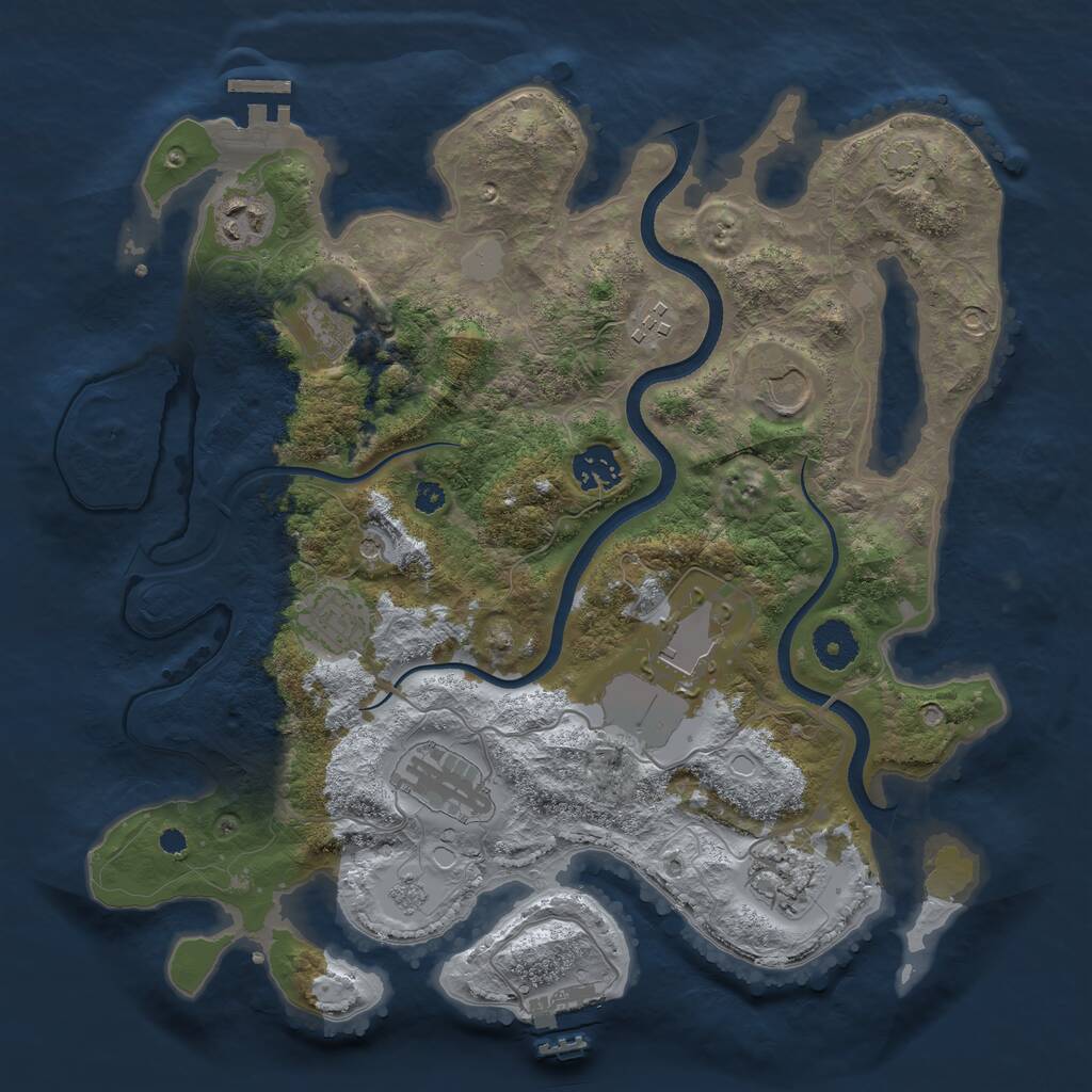 Rust Map: Procedural Map, Size: 3500, Seed: 1924197411, 15 Monuments