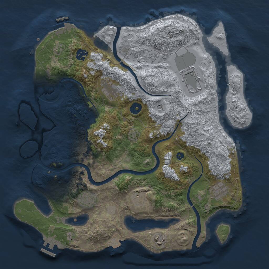 Rust Map: Procedural Map, Size: 3500, Seed: 76299749, 14 Monuments