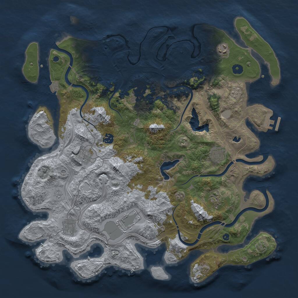 Rust Map: Procedural Map, Size: 4250, Seed: 2050539816, 14 Monuments
