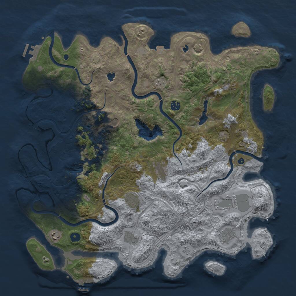 Rust Map: Procedural Map, Size: 4500, Seed: 353460847, 16 Monuments