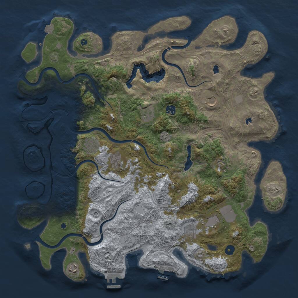 Rust Map: Procedural Map, Size: 4500, Seed: 353194529, 16 Monuments