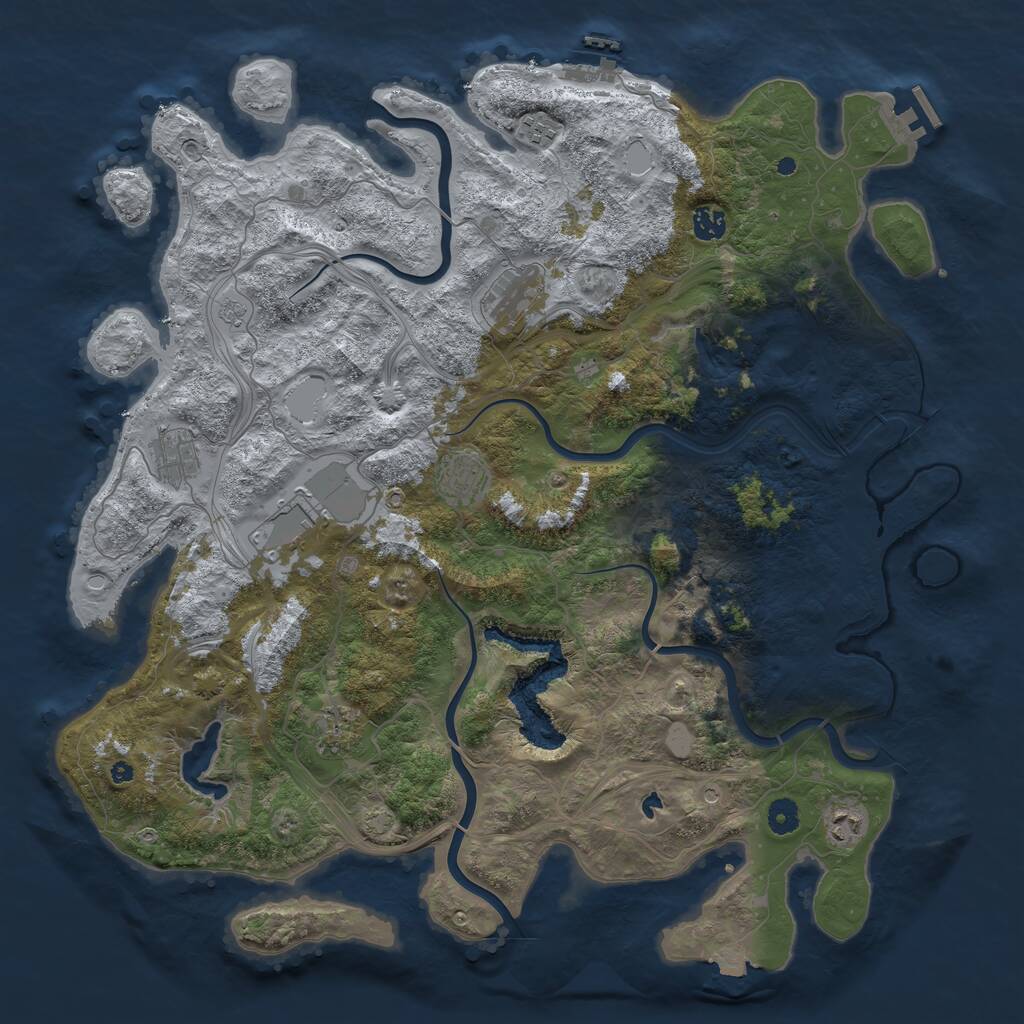 Rust Map: Procedural Map, Size: 4500, Seed: 2094740900, 14 Monuments