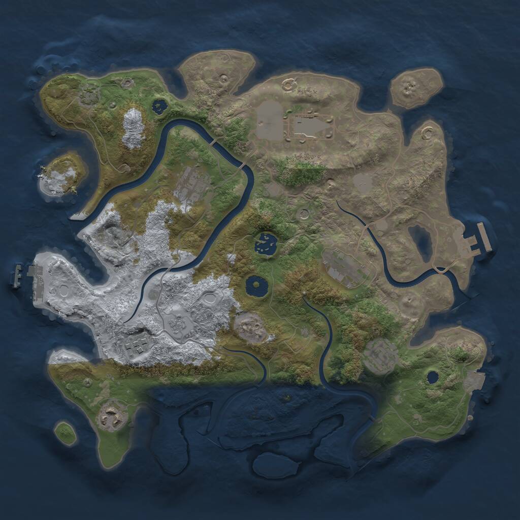 Rust Map: Procedural Map, Size: 3500, Seed: 89895681, 13 Monuments