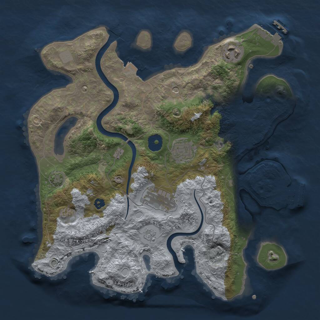 Rust Map: Procedural Map, Size: 3000, Seed: 1777777, 9 Monuments
