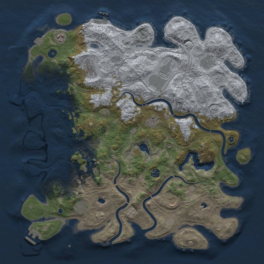 Rust Map: Procedural Map, Size: 4500, Seed: 1822451969, 16 Monuments