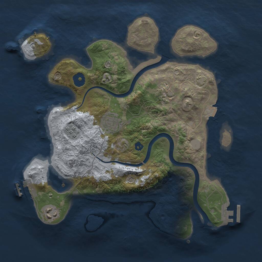 Rust Map: Procedural Map, Size: 3000, Seed: 47786, 9 Monuments