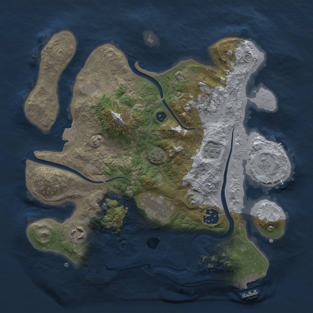 Rust Map: Procedural Map, Size: 3000, Seed: 2104330621, 11 Monuments