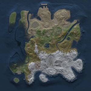 Thumbnail Rust Map: Procedural Map, Size: 3000, Seed: 1223949098, 11 Monuments