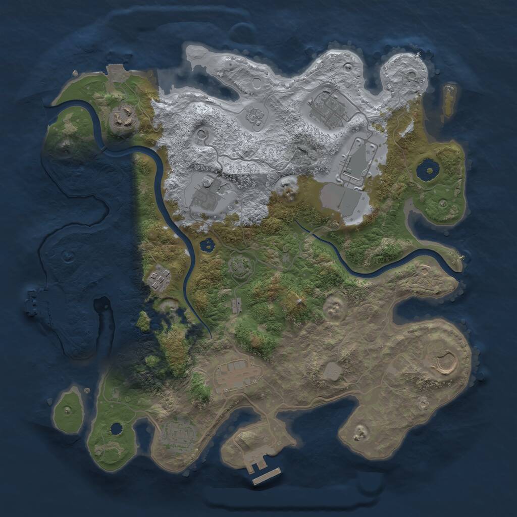 Rust Map: Procedural Map, Size: 3500, Seed: 63708, 14 Monuments