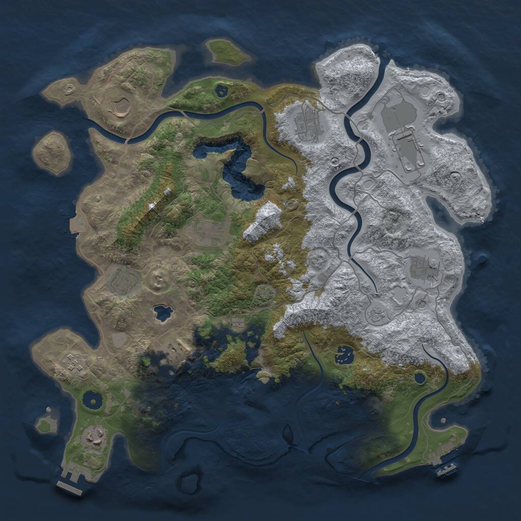Rust Map: Procedural Map, Size: 4000, Seed: 56000, 16 Monuments