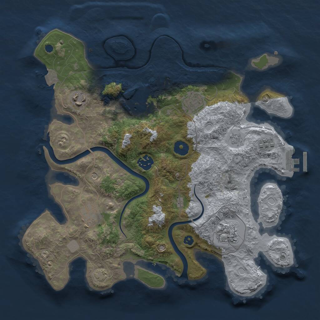 Rust Map: Procedural Map, Size: 3250, Seed: 12393442, 12 Monuments