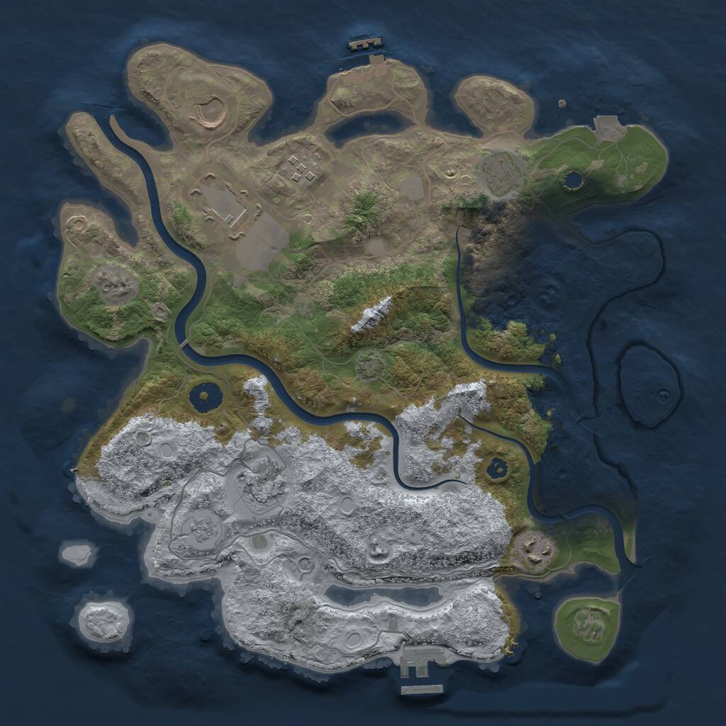 Rust Map: Procedural Map, Size: 3500, Seed: 971938888, 12 Monuments
