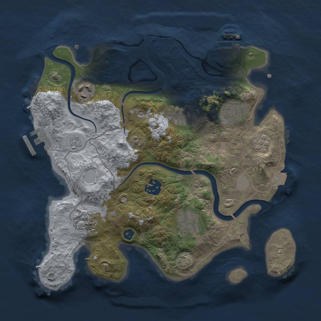 Rust Map: Procedural Map, Size: 3000, Seed: 708835201, 13 Monuments