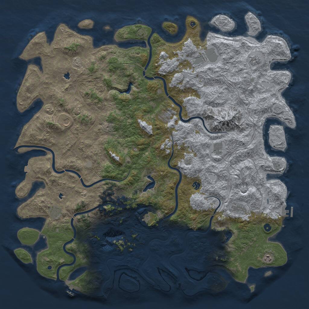 Rust Map: Procedural Map, Size: 6000, Seed: 1261188149, 17 Monuments