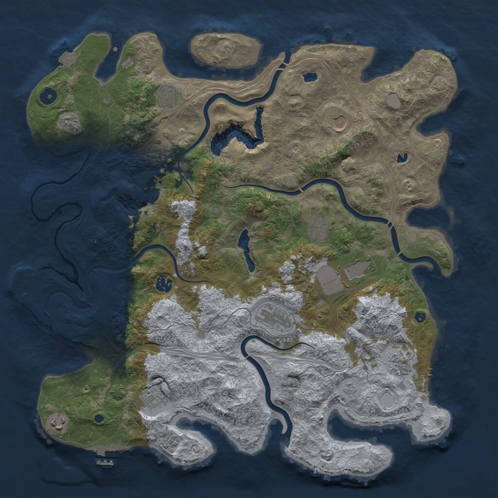 Rust Map: Procedural Map, Size: 4500, Seed: 725445722, 16 Monuments