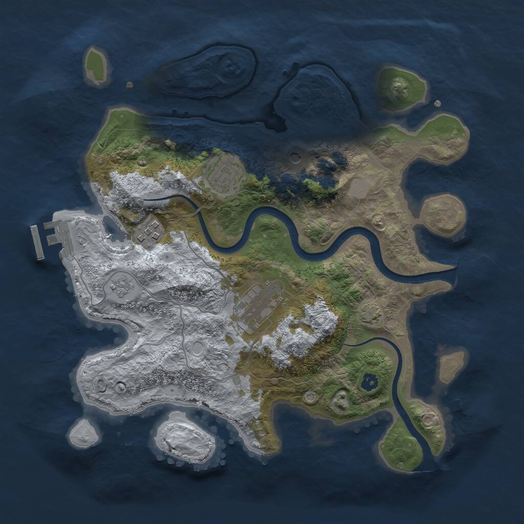 Rust Map: Procedural Map, Size: 3000, Seed: 1703869, 8 Monuments