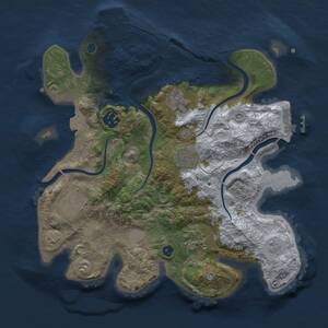 Thumbnail Rust Map: Procedural Map, Size: 3000, Seed: 1350414459, 12 Monuments