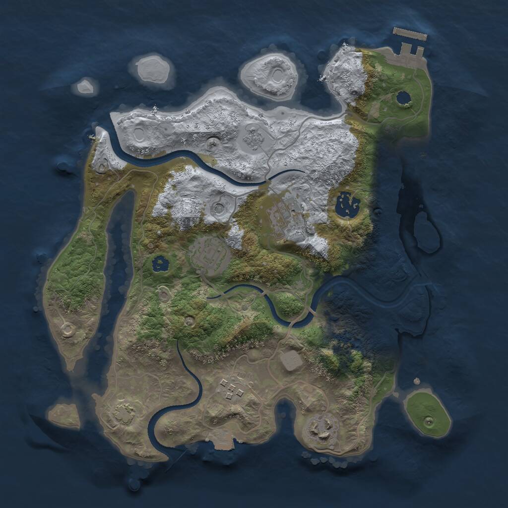 Rust Map: Procedural Map, Size: 3000, Seed: 65140, 10 Monuments