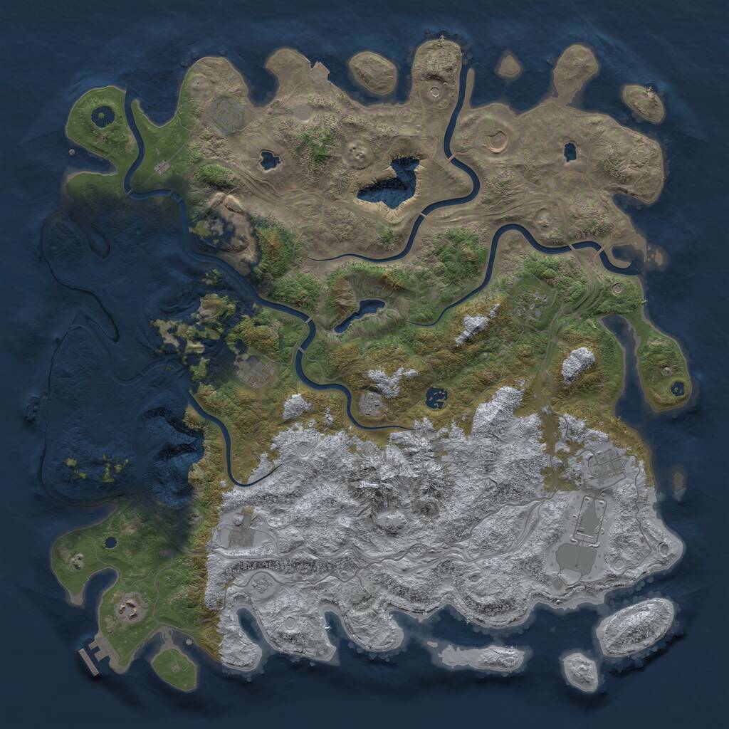 Rust Map: Procedural Map, Size: 5000, Seed: 987654321, 17 Monuments