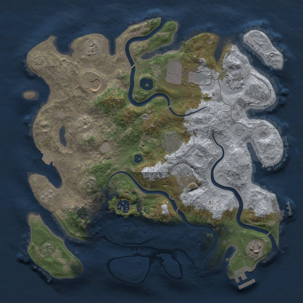 Rust Map: Procedural Map, Size: 3500, Seed: 57686912, 14 Monuments