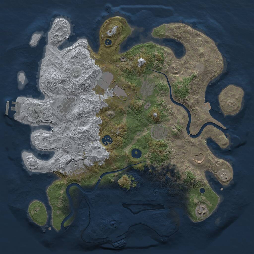 Rust Map: Procedural Map, Size: 3800, Seed: 1115743517, 15 Monuments