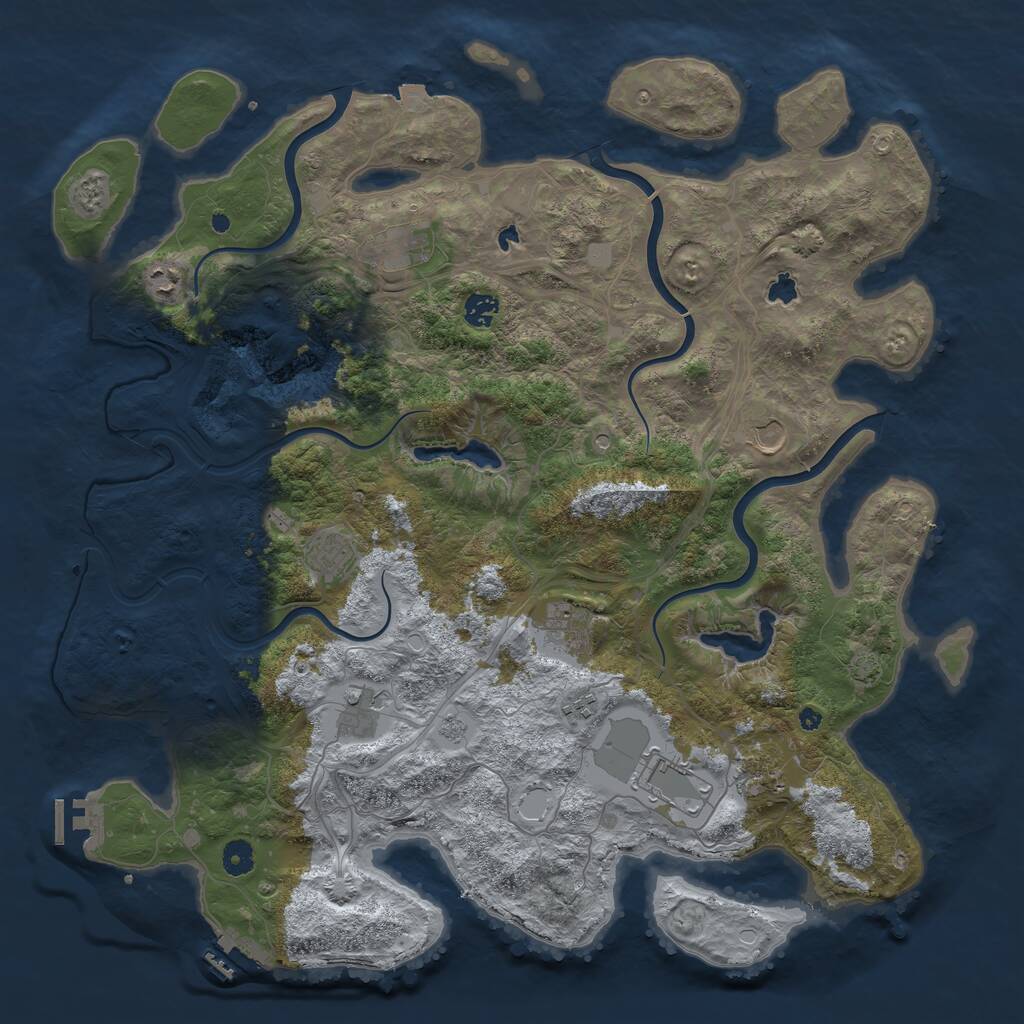 Rust Map: Procedural Map, Size: 4500, Seed: 447777891, 16 Monuments