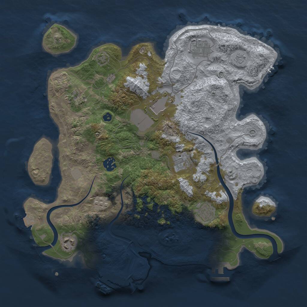 Rust Map: Procedural Map, Size: 3500, Seed: 37295978, 14 Monuments