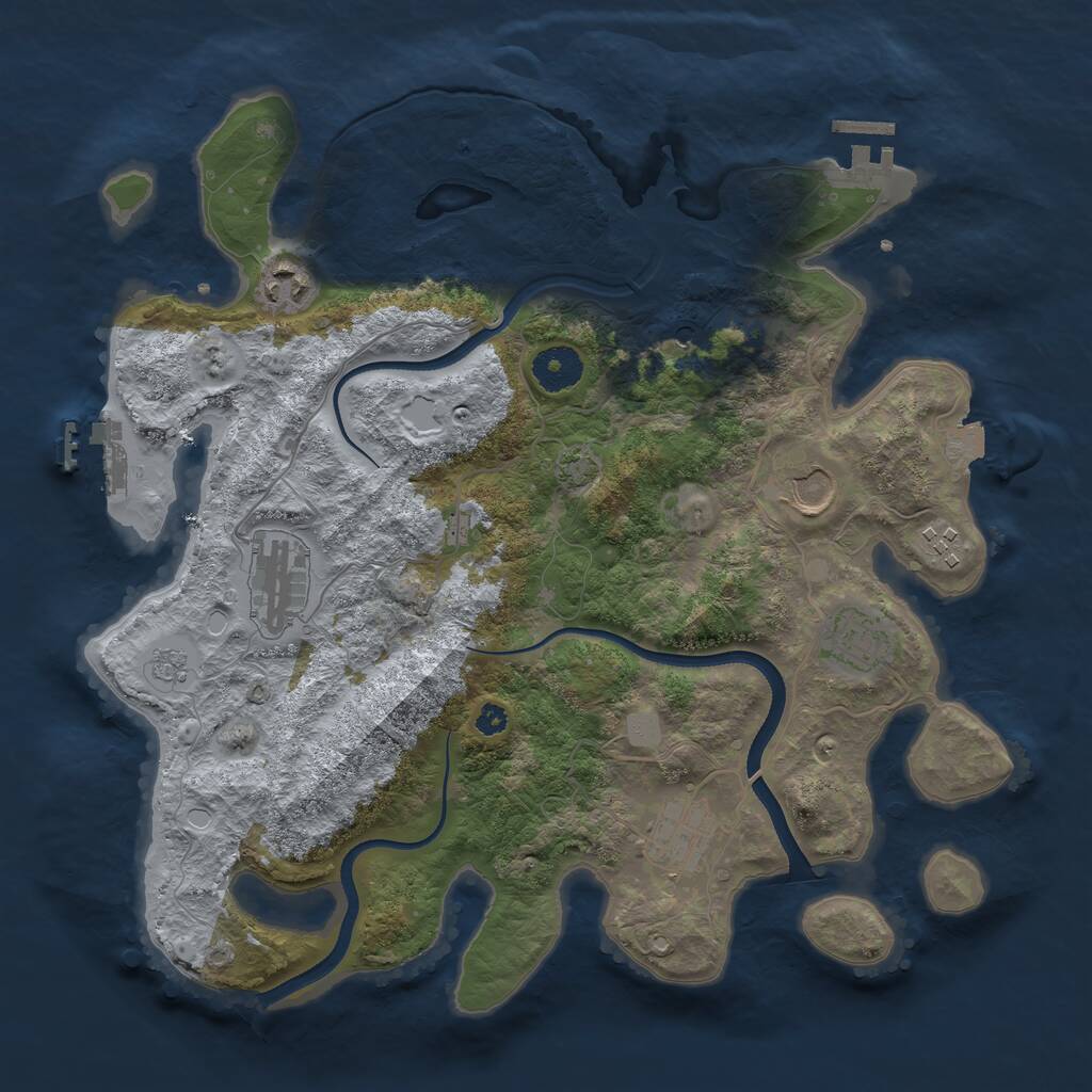 Rust Map: Procedural Map, Size: 3500, Seed: 786096692, 12 Monuments