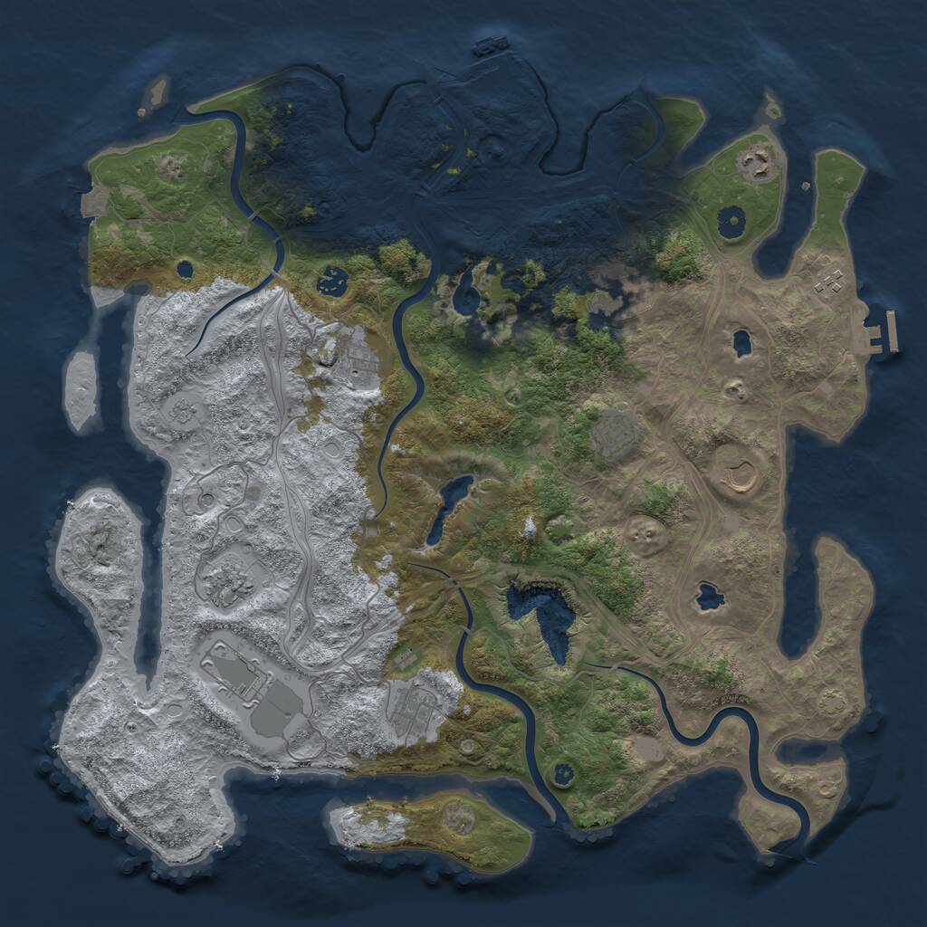 Rust Map: Procedural Map, Size: 4500, Seed: 969696610, 16 Monuments