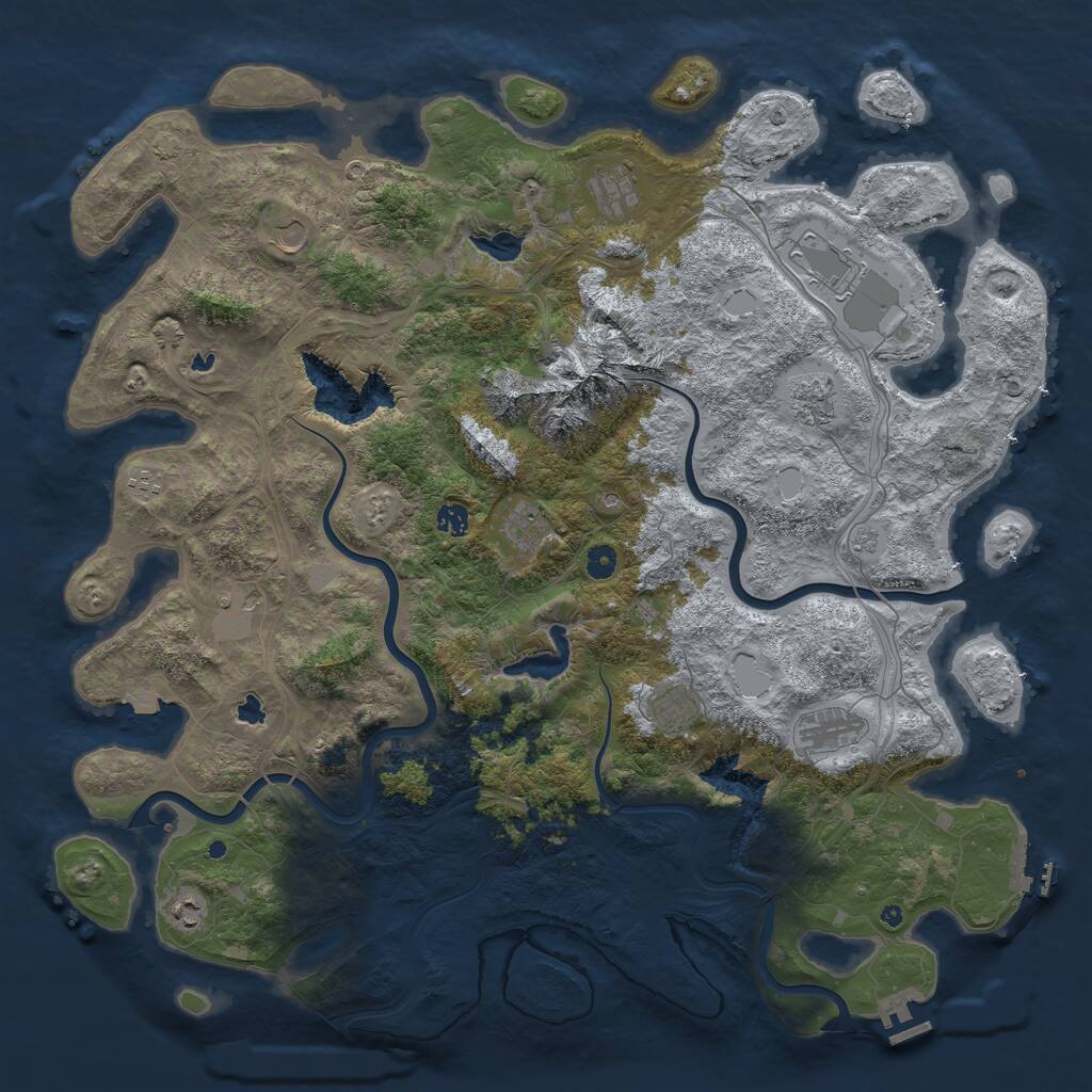Rust Map: Procedural Map, Size: 5000, Seed: 1261188149, 17 Monuments