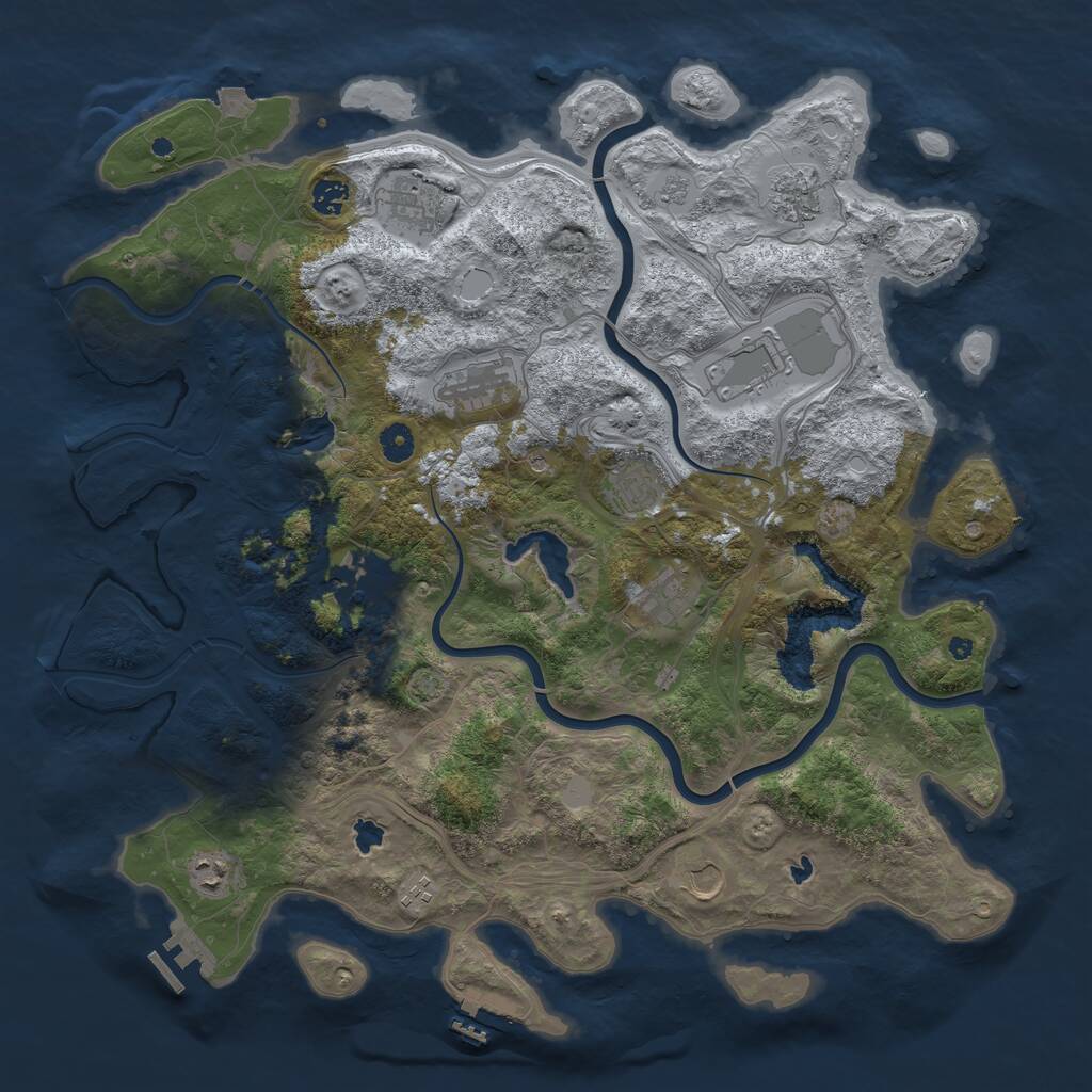 Rust Map: Procedural Map, Size: 4500, Seed: 1414379696, 17 Monuments