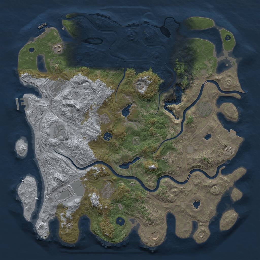 Rust Map: Procedural Map, Size: 4500, Seed: 2147009721, 17 Monuments