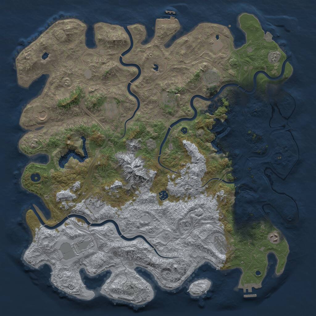 Rust Map: Procedural Map, Size: 5000, Seed: 203707416, 17 Monuments