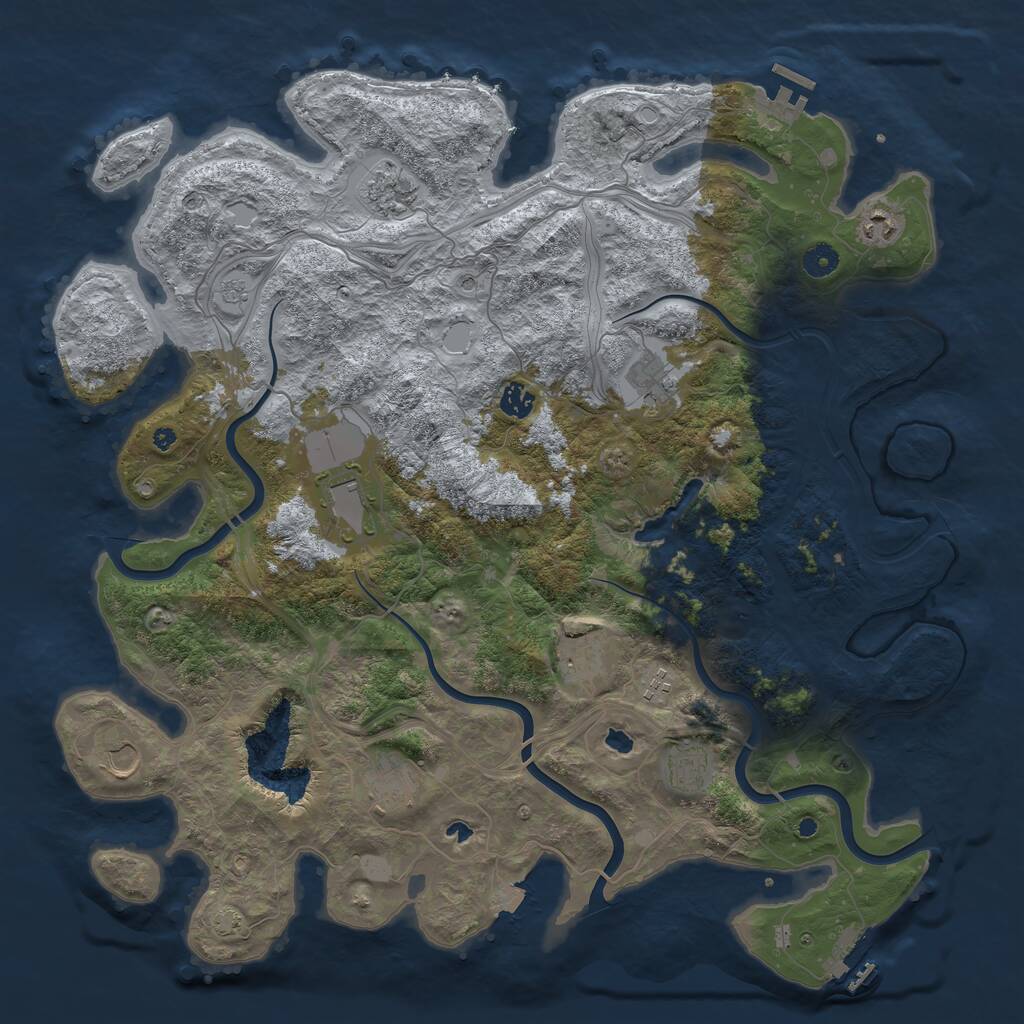 Rust Map: Procedural Map, Size: 4500, Seed: 1285788008, 16 Monuments