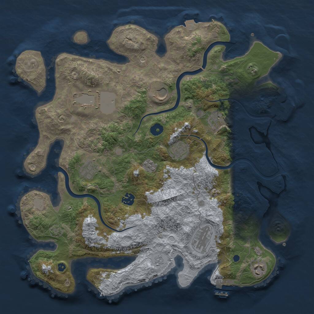 Rust Map: Procedural Map, Size: 3800, Seed: 675851975, 15 Monuments