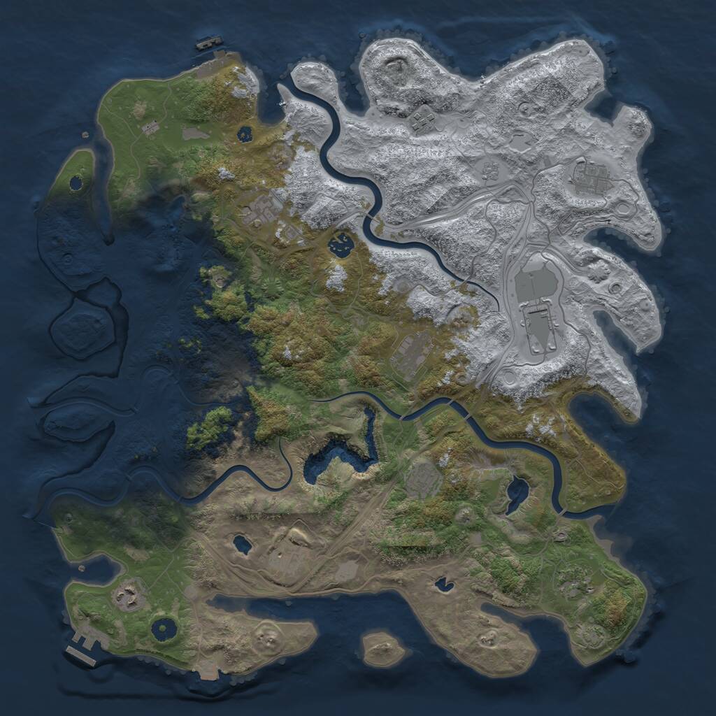 Rust Map: Procedural Map, Size: 4500, Seed: 201879252, 16 Monuments