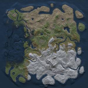 Thumbnail Rust Map: Procedural Map, Size: 5000, Seed: 1158408008, 17 Monuments