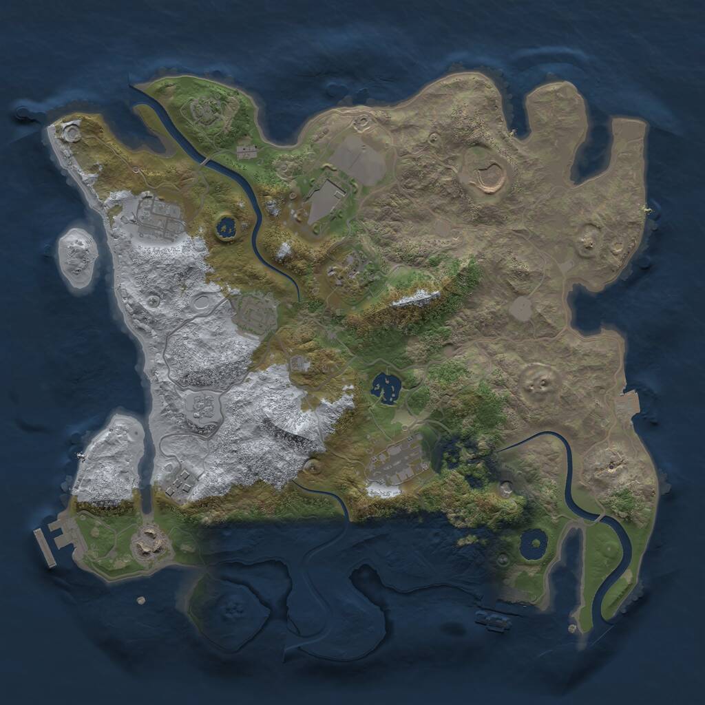 Rust Map: Procedural Map, Size: 3500, Seed: 702830397, 15 Monuments