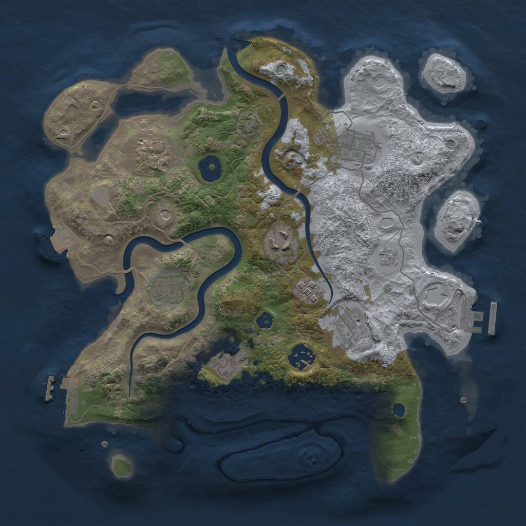 Rust Map: Procedural Map, Size: 3200, Seed: 376351, 14 Monuments