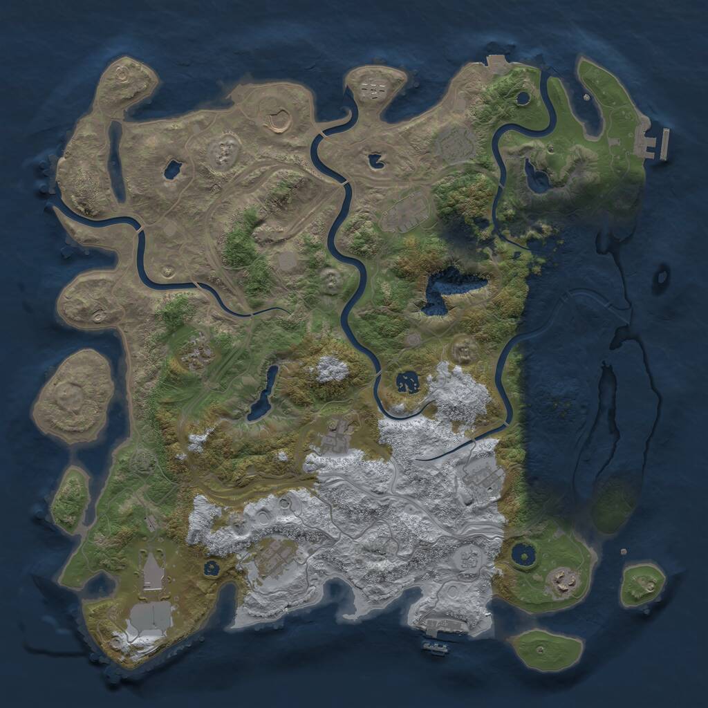 Rust Map: Procedural Map, Size: 4500, Seed: 1459761350, 17 Monuments