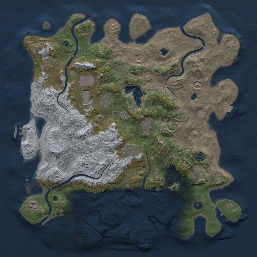 Rust Map: Procedural Map, Size: 4500, Seed: 401165294, 17 Monuments