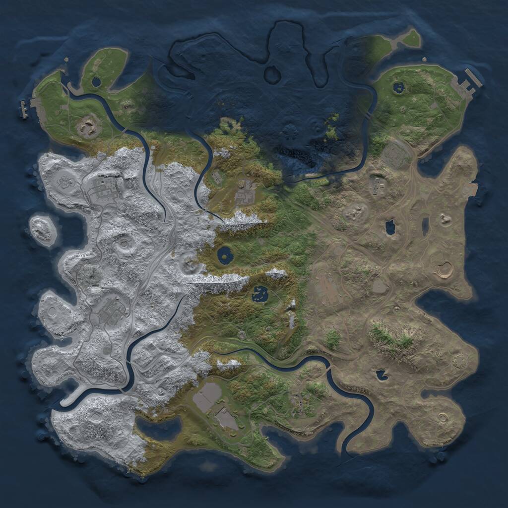Rust Map: Procedural Map, Size: 4500, Seed: 354678987, 17 Monuments