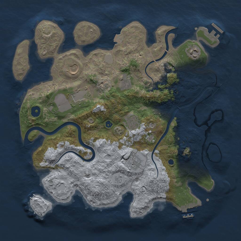 Rust Map: Procedural Map, Size: 3500, Seed: 751929487, 13 Monuments