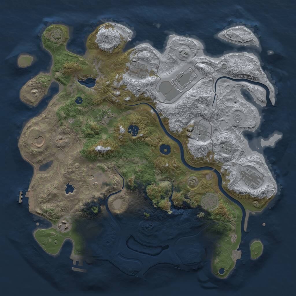 Rust Map: Procedural Map, Size: 4000, Seed: 1335386850, 17 Monuments