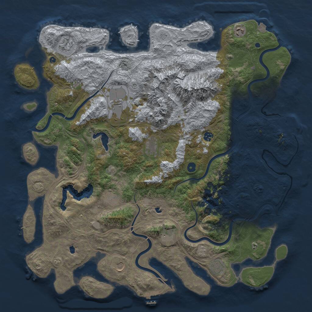 Rust Map: Procedural Map, Size: 5000, Seed: 739463012, 16 Monuments